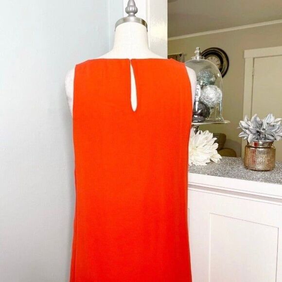 Parker Orange Silk Tiered Keyhole Swing Dress Medium - Picture 6 of 10